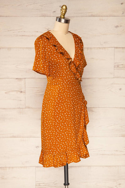 Fauskevaag Orange Patterned Short Dress | La petite garçonne  side view