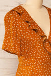 Fauskevaag Orange Patterned Short Dress | La petite garçonne   side  close-up