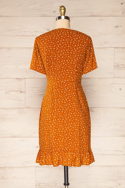 Fauskevaag Orange Patterned Short Dress | La petite garçonne  back view