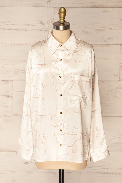 Favllemokke Patterned Satin Button-Up Shirt | La petite garçonne front view