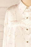 Favllemokke Patterned Satin Button-Up Shirt | La petite garçonne front close-up