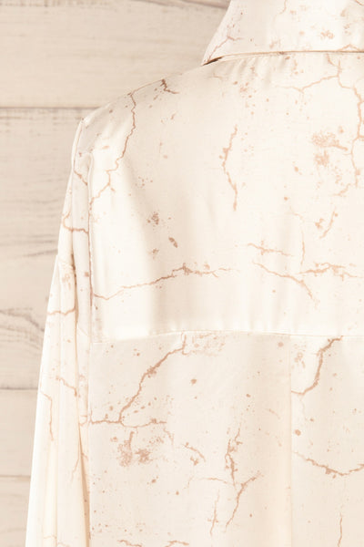 Favllemokke Patterned Satin Button-Up Shirt | La petite garçonne back close-up
