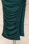 Fecho Green Fitted Ruched Midi Dress | La petite garçonne bottom