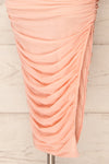 Fecho Pink Fitted Ruched Midi Dress | La petite garçonne bottom