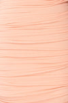 Fecho Pink Fitted Ruched Midi Dress | La petite garçonne fabric