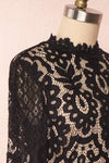 Federica Black & Beige Lace Dress | Robe Noire side close up | Boutique 1861
