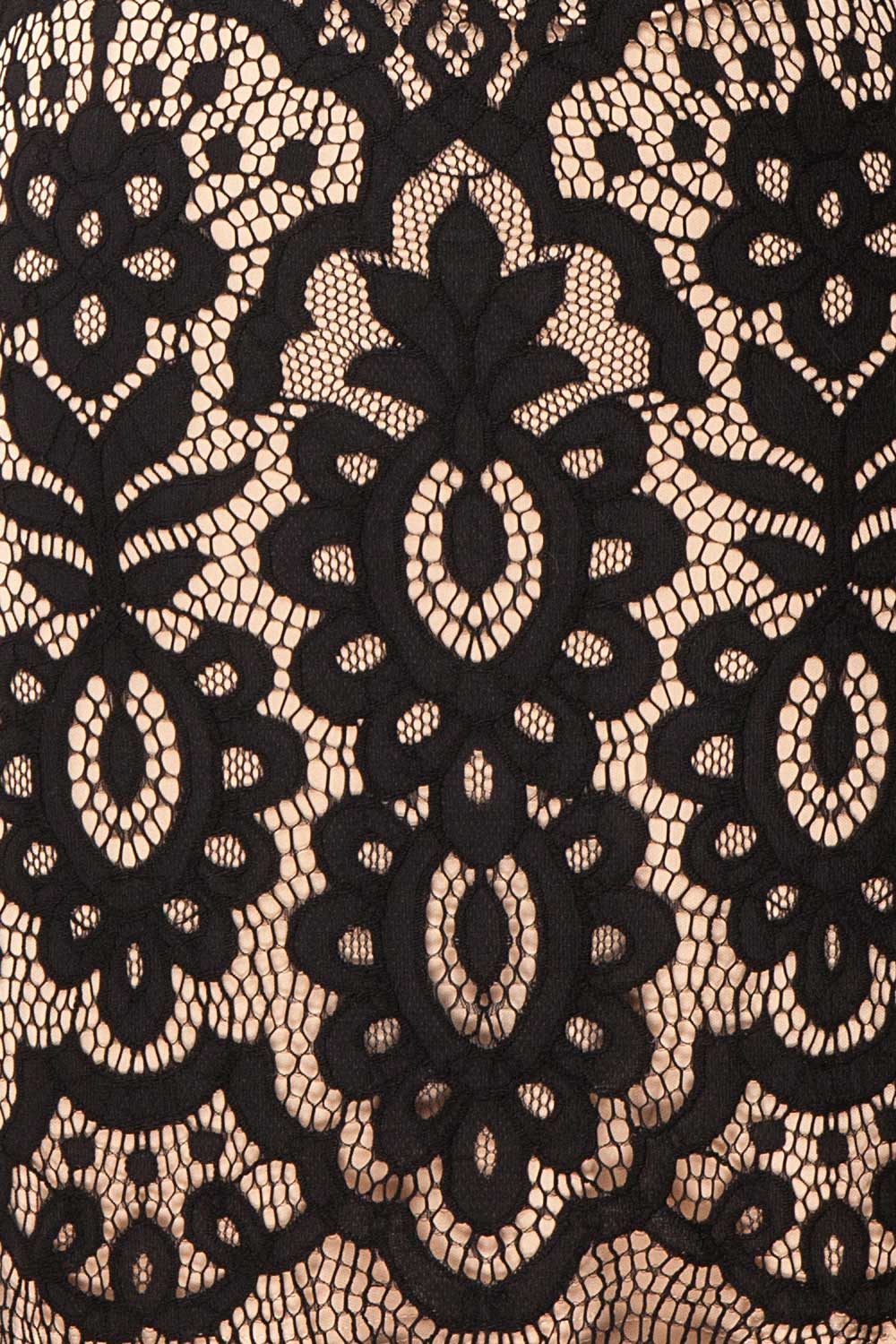 Federica Black & Beige Lace Dress | Robe Noire fabric close up | Boutique 1861