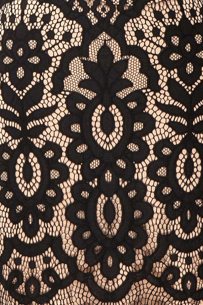 Federica Black & Beige Lace Dress | Robe Noire fabric close up | Boutique 1861