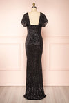Felisa Black Pleated Sequins Maxi Dress | Boutique 1861 back view