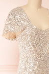 Felisa Silver Pleated Sequins Maxi Dress | Boutique 1861 side close-up
