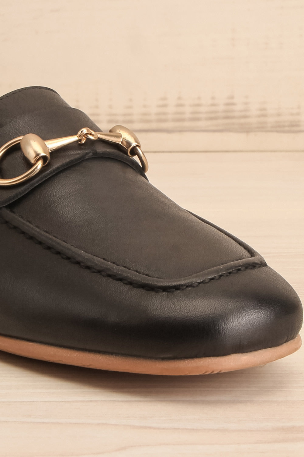 Fernn Black Leather Loafers | La petite garçonne front close-up