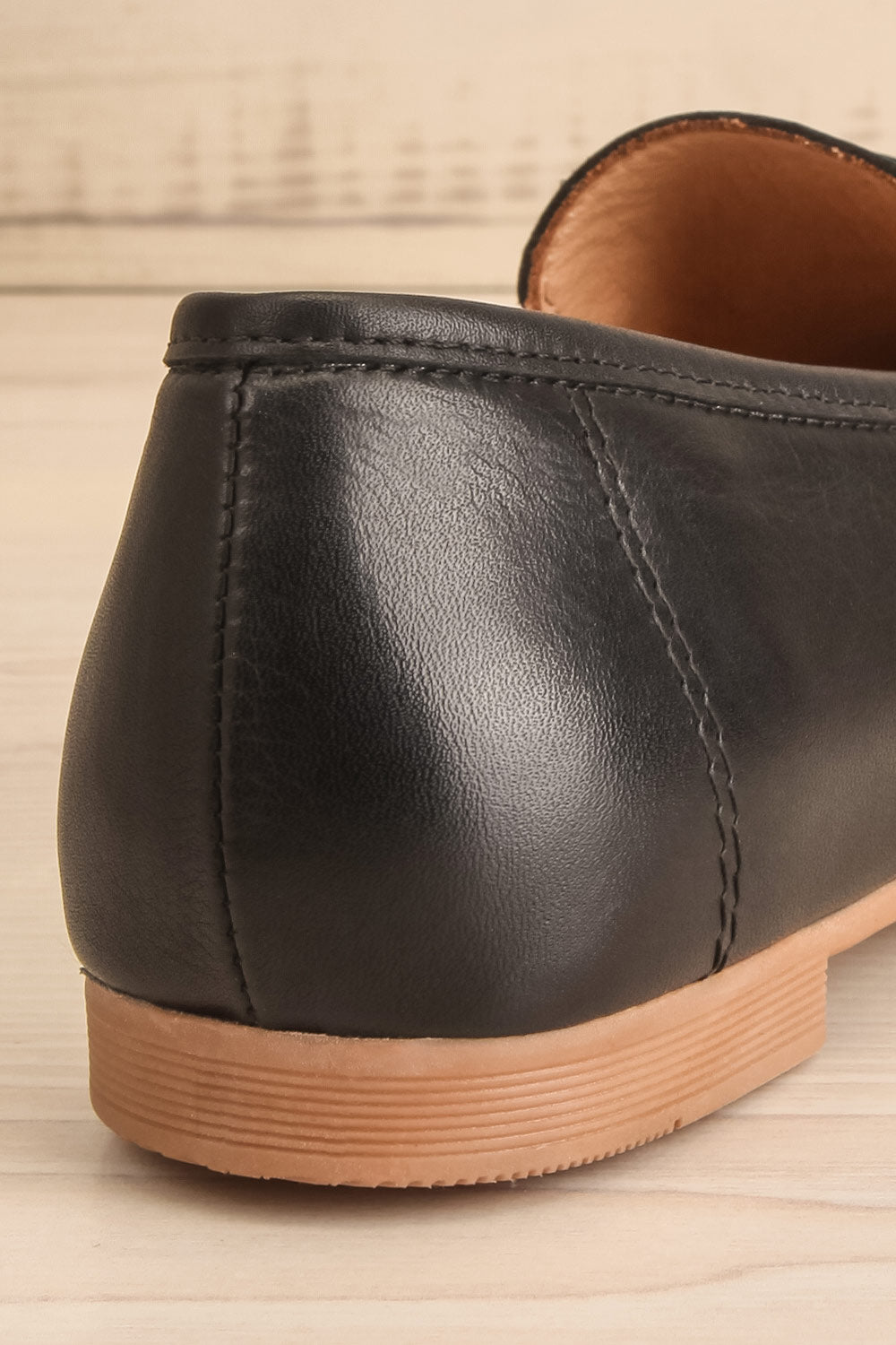 Fernn Black Leather Loafers | La petite garçonne back close-up