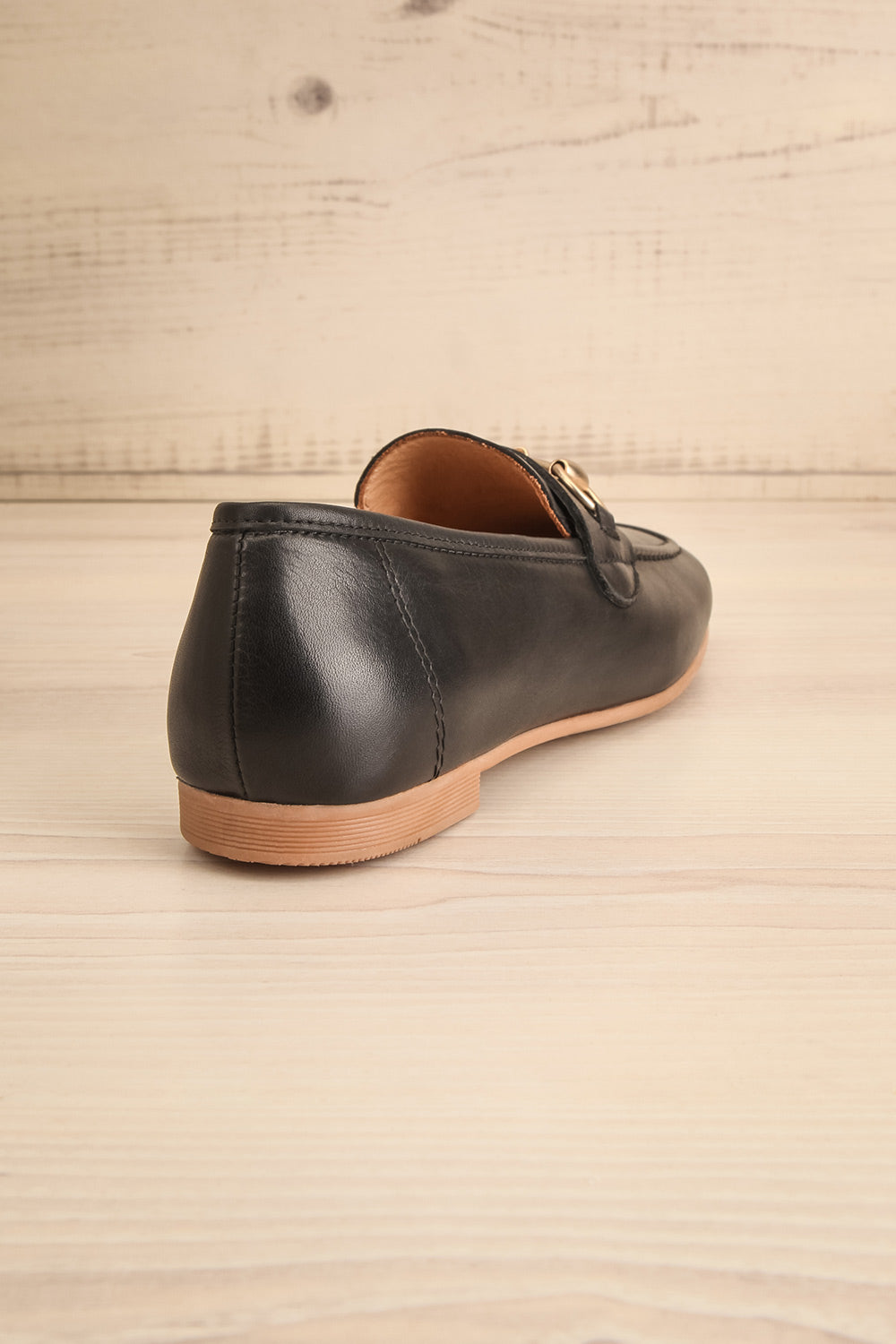 Fernn Black Leather Loafers | La petite garçonne back view