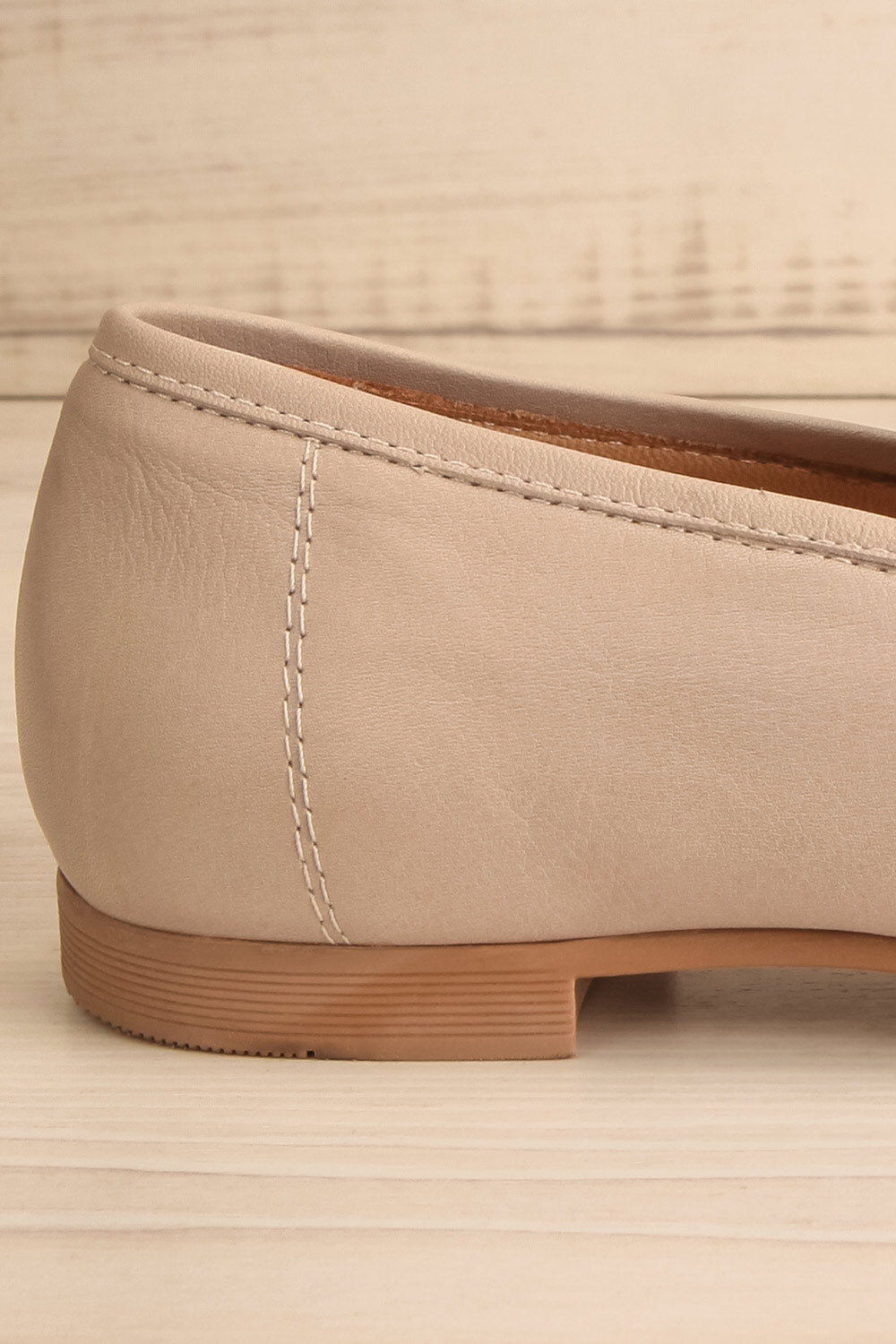 Fernn Taupe Leather Loafers | La petite garçonne side back close-up