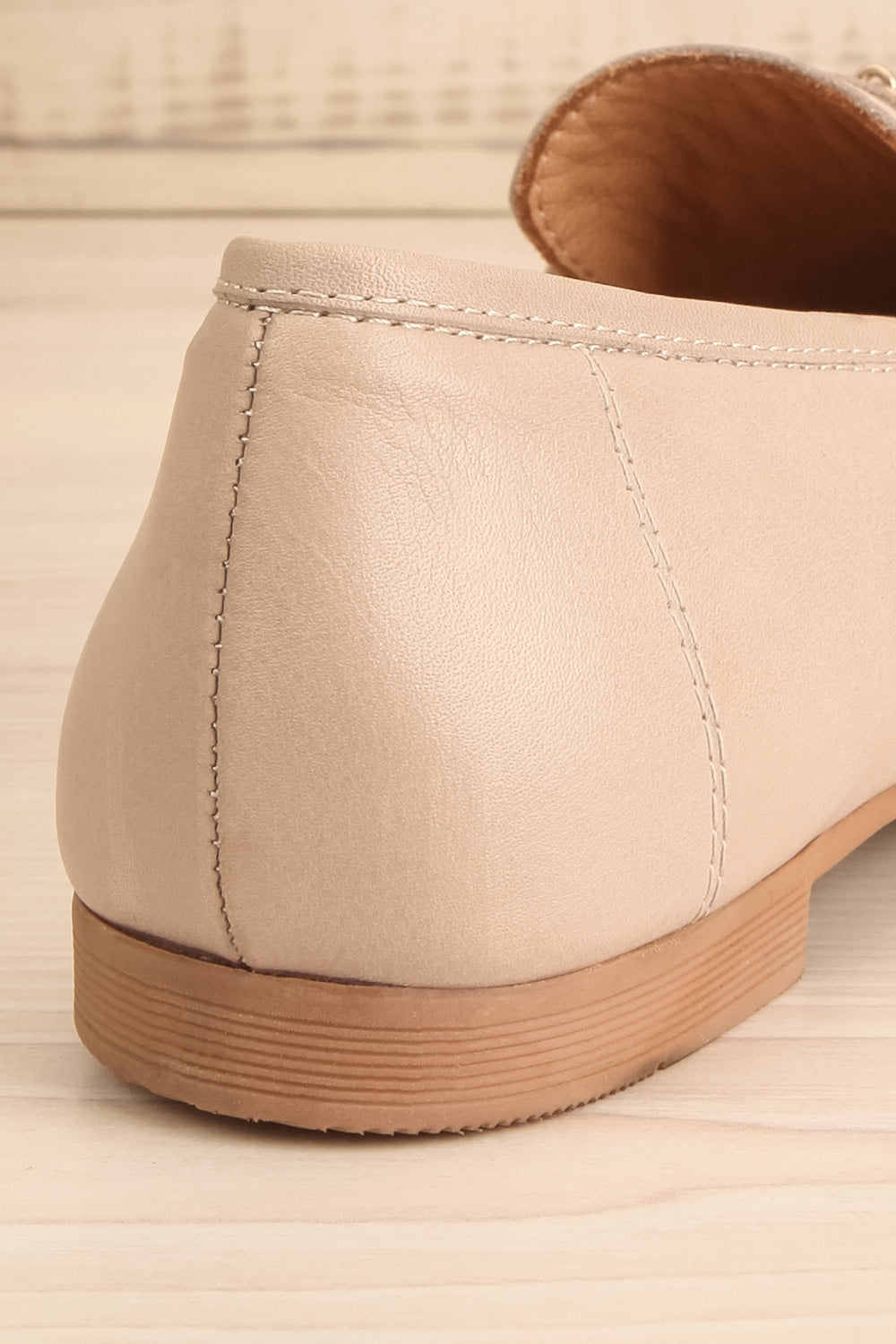 Fernn Taupe Leather Loafers | La petite garçonne back close-up