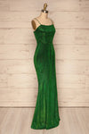 Ferrara Vert Green Sparkly Mermaid Gown side view | La Petite Garçonne