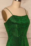 Ferrara Vert Green Sparkly Mermaid Gown side close up | La Petite Garçonne