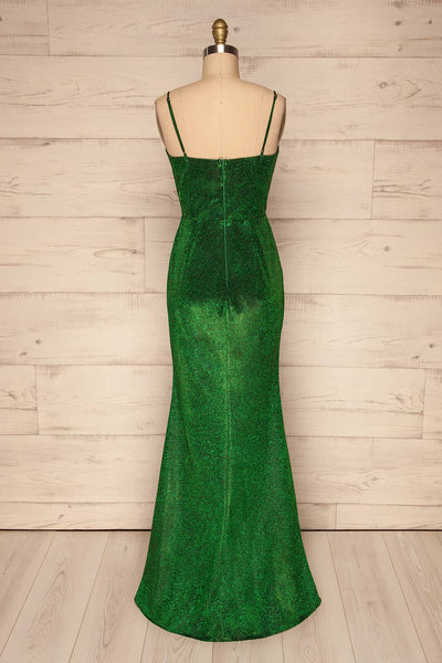 Ferrara Vert Green Sparkly Mermaid Gown back view | La Petite Garçonne