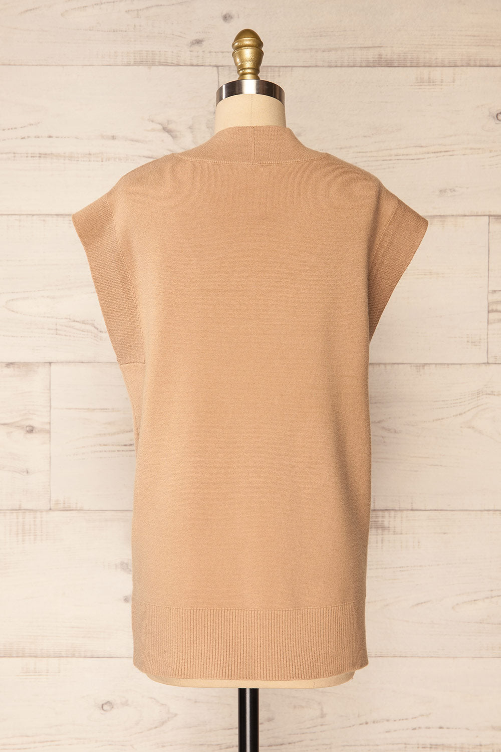 Ferrol Beige Sleeveless Knit Vest | La petite garçonne back view