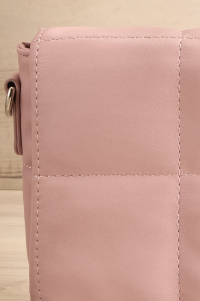Fers Dusty Pink Quilted Faux-Leather Handbag w/ Strap | La petite garçonne close-up