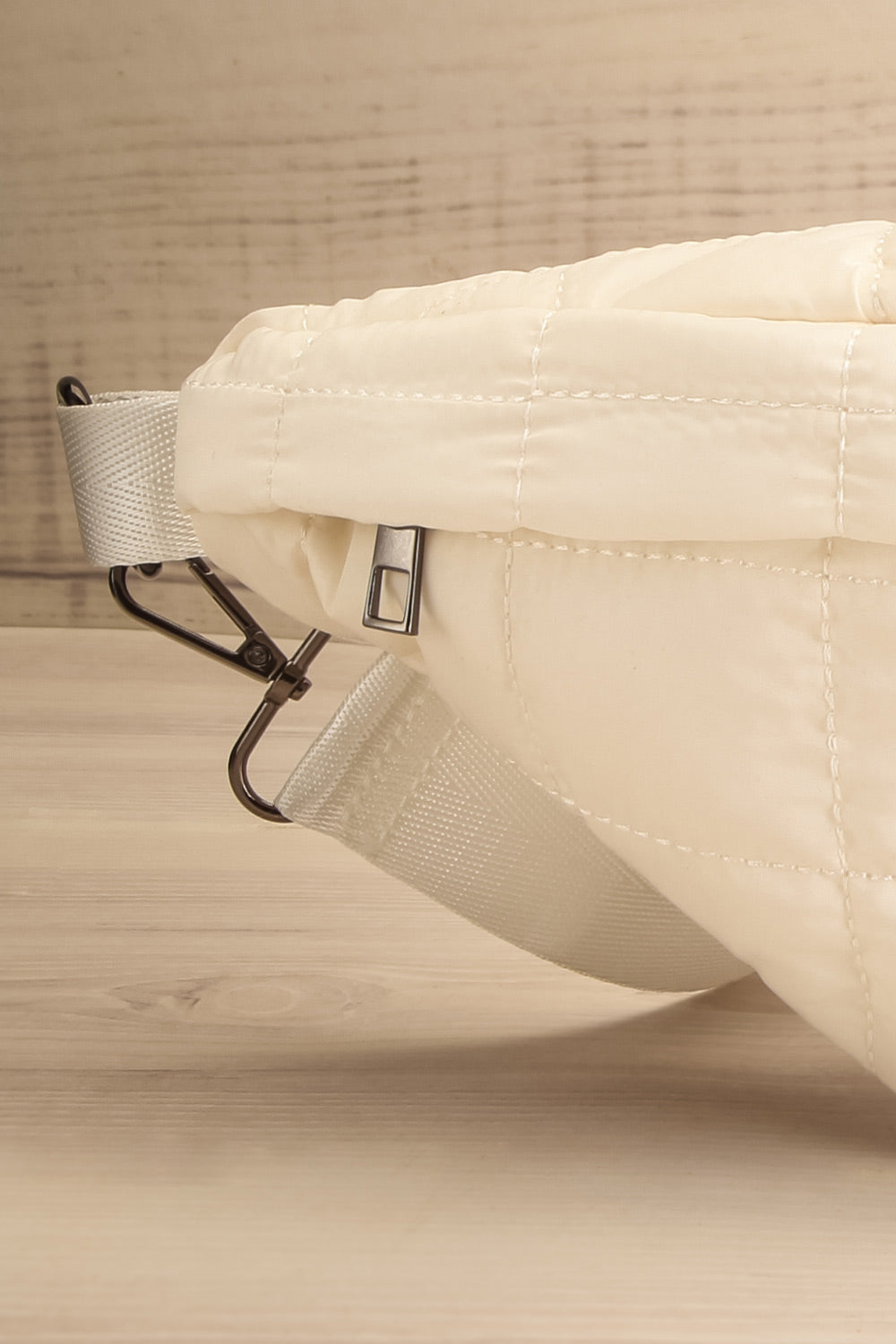 Filippa Ivory Quilted Fanny Pack | La petite garçonne front close-up