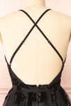Filly Black Velvet Pattern Short A-Line Dress | Boutique 1861 back close-up
