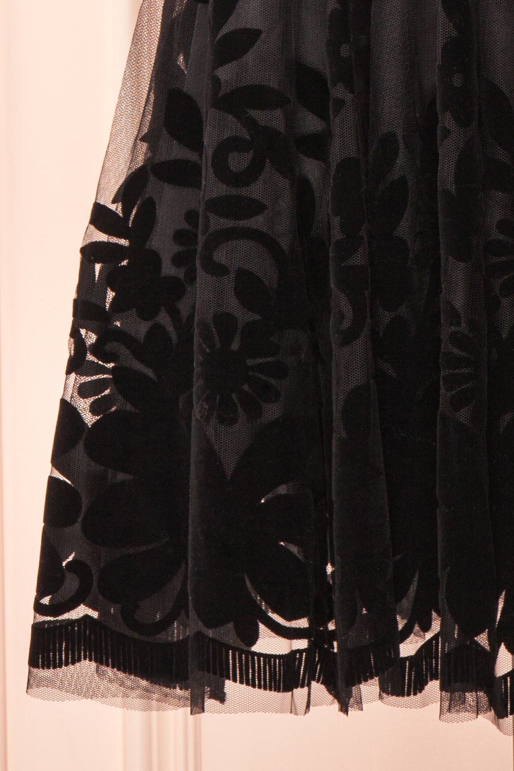 Filly Black Velvet Pattern Short A-Line Dress | Boutique 1861 bottom 