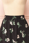 Finna Black Floral Midi Skirt w/ Elastic Waist | Boutique 1861 front close-up