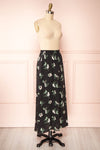Finna Black Floral Midi Skirt w/ Elastic Waist | Boutique 1861 side view