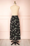 Finna Black Floral Midi Skirt w/ Elastic Waist | Boutique 1861 back view
