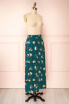 Finna Emerald Floral Midi Skirt w/ Elastic Waist | Boutique 1861 side view