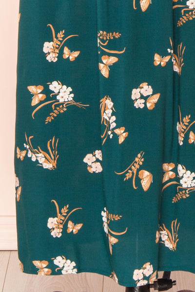 Finna Emerald Floral Midi Skirt w/ Elastic Waist | Boutique 1861 bottom