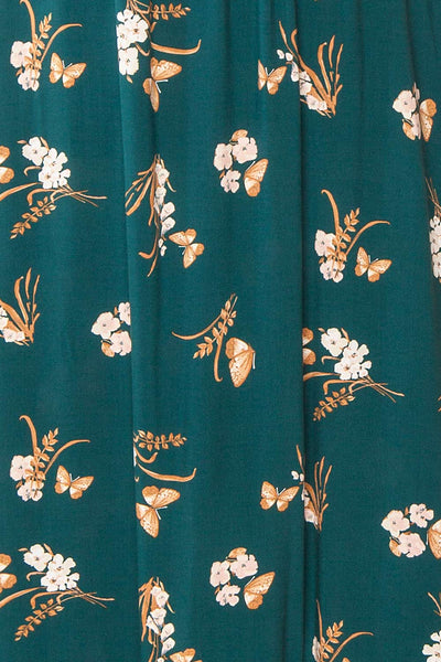 Finna Emerald Floral Midi Skirt w/ Elastic Waist | Boutique 1861 fabric