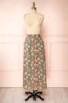 Finna Sage Floral Midi Skirt w/ Elastic Waist | Boutique 1861 front view