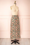 Finna Sage Floral Midi Skirt w/ Elastic Waist | Boutique 1861 side view