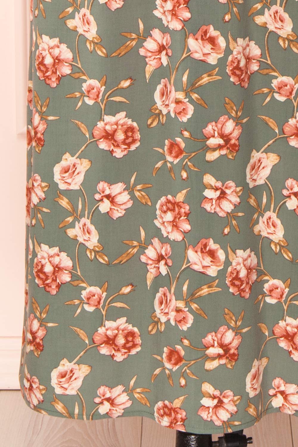 Finna Sage Floral Midi Skirt w/ Elastic Waist | Boutique 1861 bottom 
