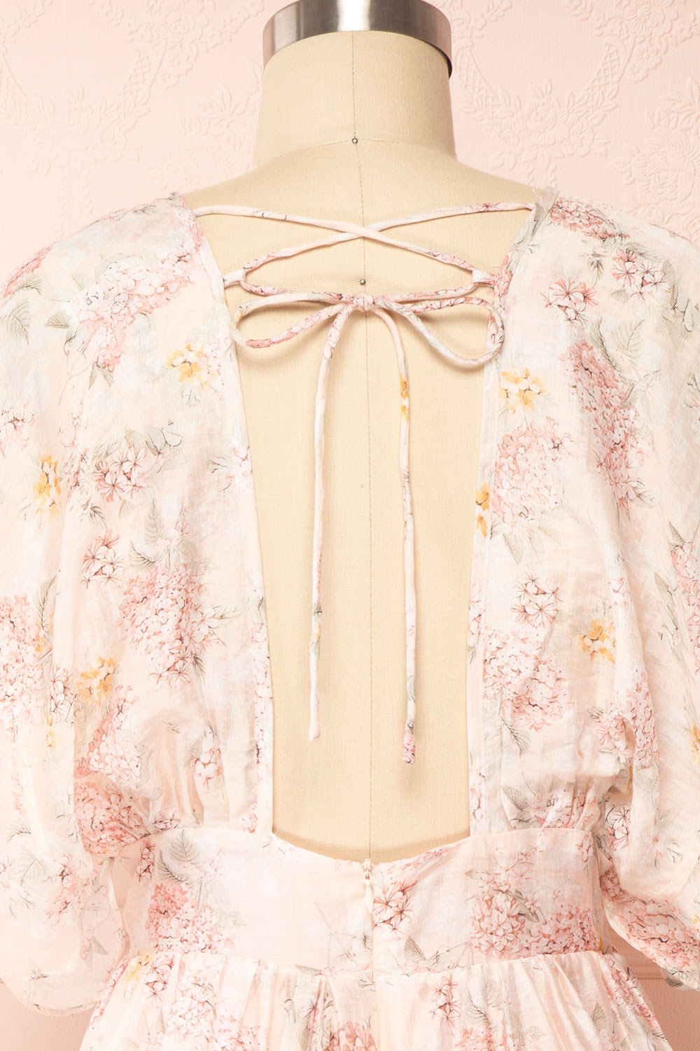 Fiona Short Floral Dress w/ Ruffles | Boutique 1861 back close up