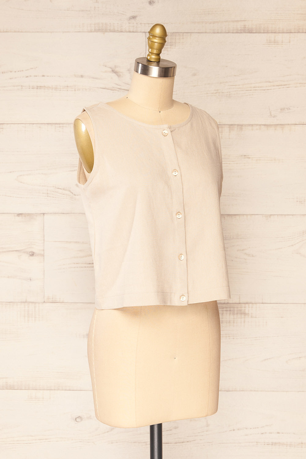 Fiordi Beige Large Straps Button-Up Tank Top | La petite garçonne side view