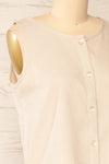Fiordi Beige Large Straps Button-Up Tank Top | La petite garçonne side close-up