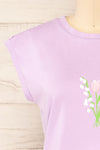 Fiordino Sleeveless Shirt w/ Embroidered Flowers | La petite garçonne front close-up