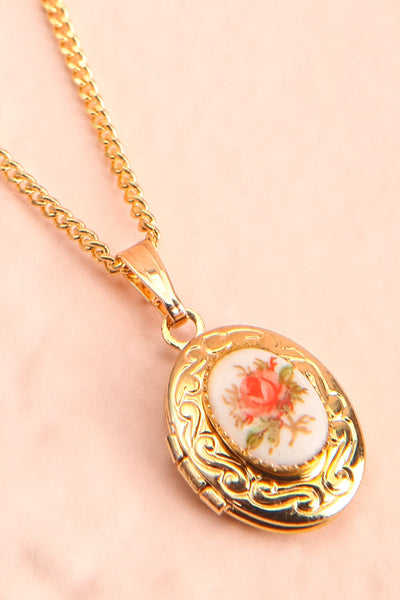 Fira Secret Floral Locket Necklace | Boutique 1861 flat close-up