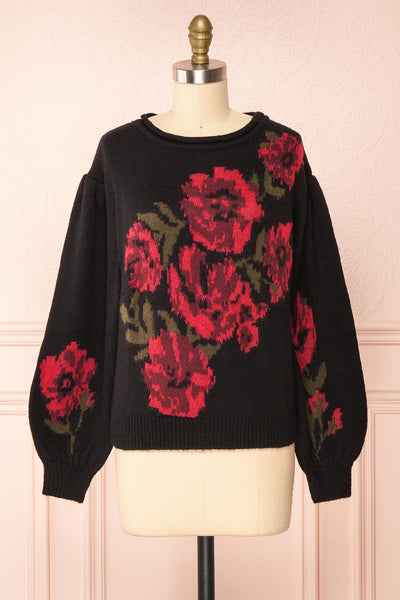 Fleriel Rose Print Sweater | Boutique 1861 front view