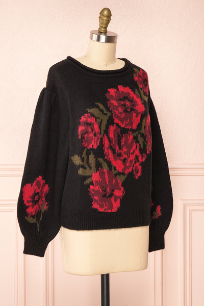 Fleriel Rose Print Sweater | Boutique 1861 side view