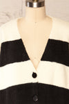 Fleurus Oversized Striped Cardigan w/ Buttons | La petite garçonne front close up