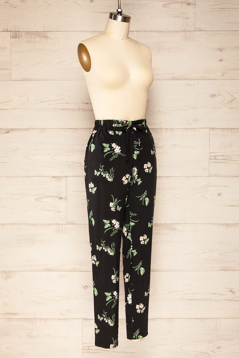 Flider Black Floral Strait Leg Pants | La petite garçonne side view 