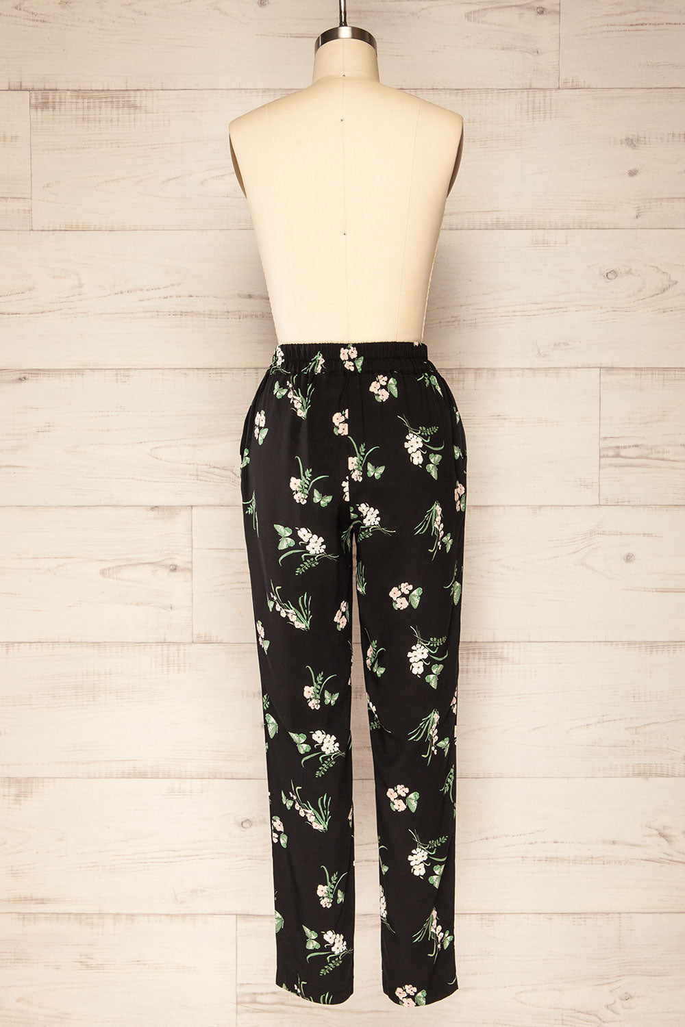 Flider Black Floral Strait Leg Pants | La petite garçonne back view