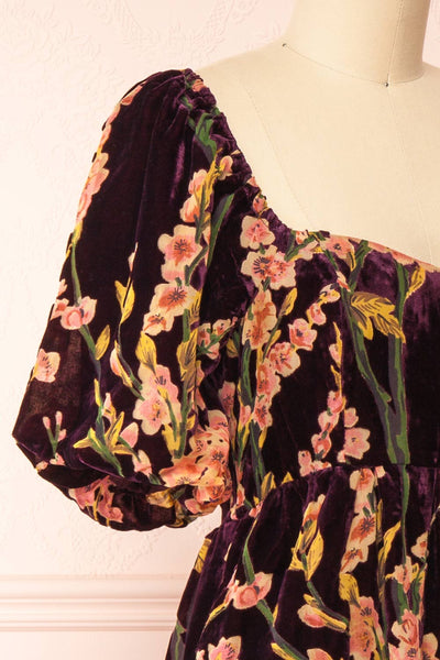 Florizella Floral Midi Dress w/ Puff Sleeves | Boutique 1861 side close-up