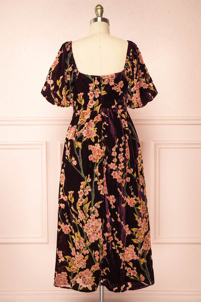 Florizella Floral Midi Dress w/ Puff Sleeves | Boutique 1861 back view