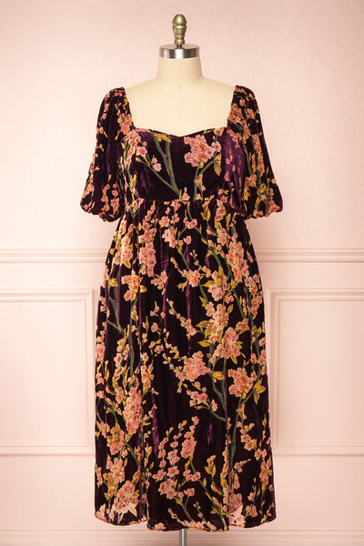 Florizella Floral Midi Dress w/ Puff Sleeves | Boutique 1861 front plus size