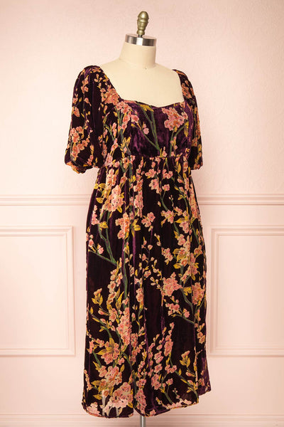 Florizella Floral Midi Dress w/ Puff Sleeves | Boutique 1861 side plus size